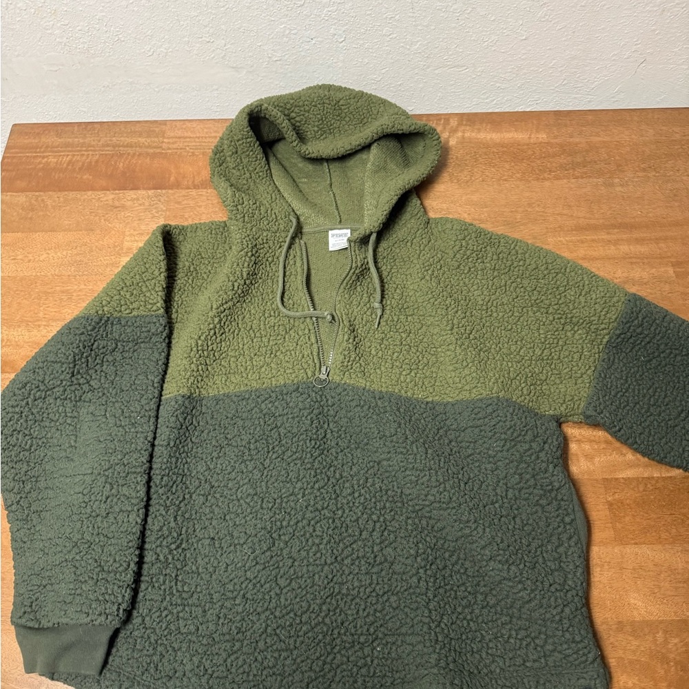 PINK Victoria's Secret Green Fleece Hoodie Sweatshirt